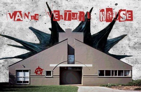 The Vanna Venturi House, one of the first prominent works of the postmodern architecture movement. Designed by Robert Venturi. Constructed 1962-64.